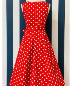 Lady Vintage Hepburn Polkadot 50's Swing Dress Red White