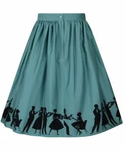New In Lady Vintage Party 50's Swing Skirt Teal 8 New In Lady Vintage Party 50's Swing Skirt Teal