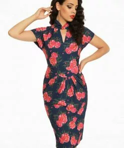 Lindy Bop Emma Camellias 40's Pencil Dress