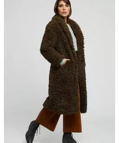 New In Louche Treerise Hair 70's Coat Khaki