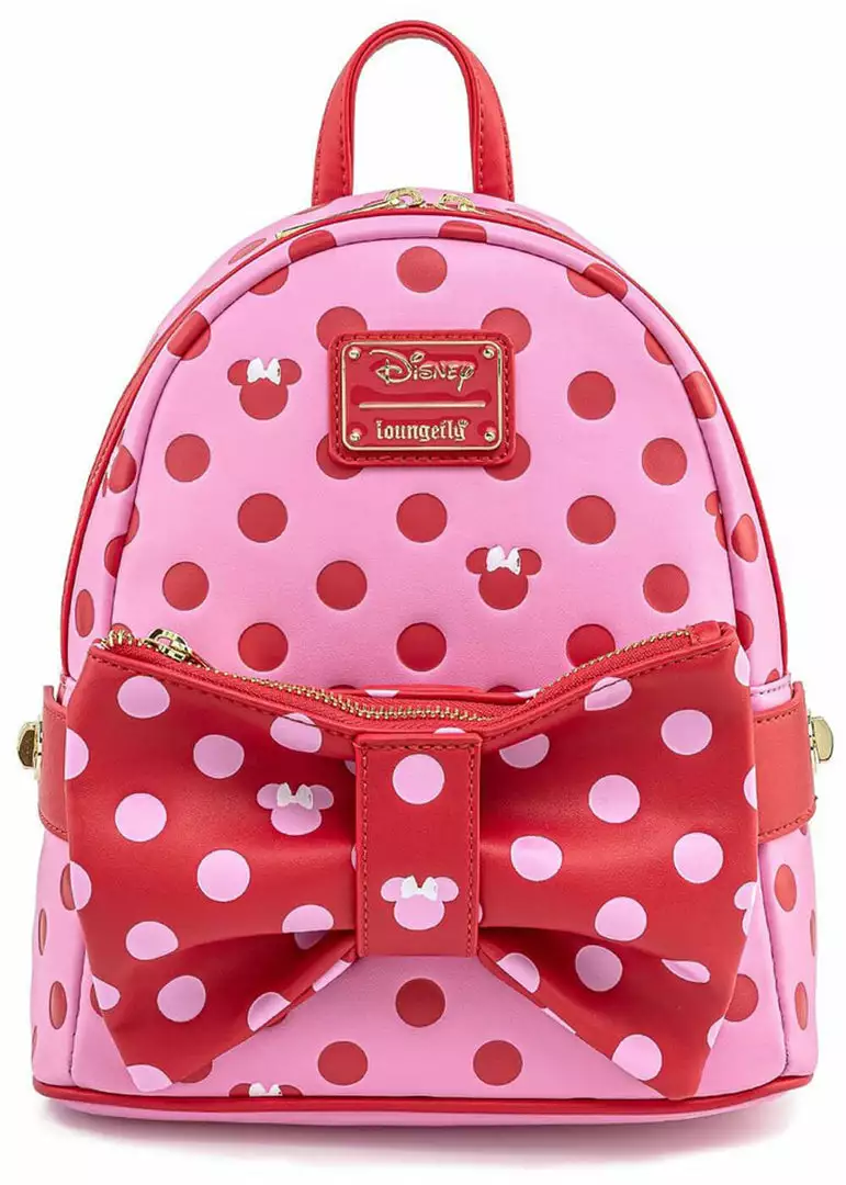 Loungefly Disney Minnie Mouse Polkadot Bow Backpack Wth Fanny Pack Pink 3 Loungefly Disney Minnie Mouse Polkadot Bow Backpack Wth Fanny Pack Pink