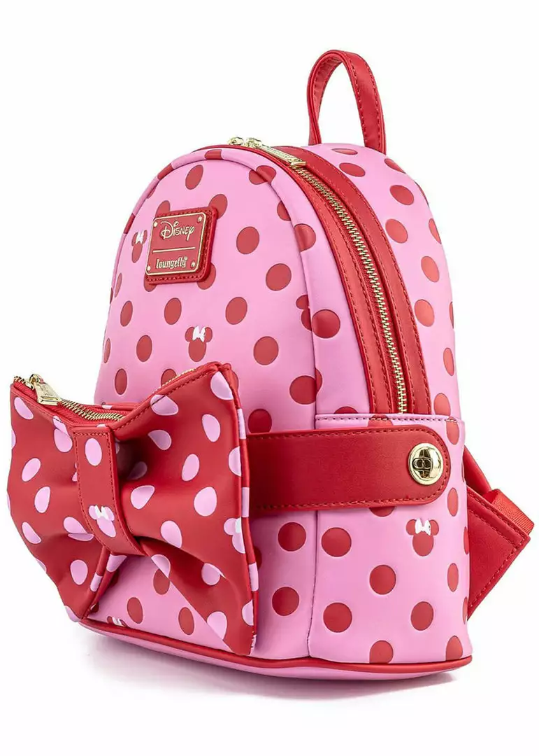Loungefly Disney Minnie Mouse Polkadot Bow Backpack Wth Fanny Pack Pink 6 Loungefly Disney Minnie Mouse Polkadot Bow Backpack Wth Fanny Pack Pink
