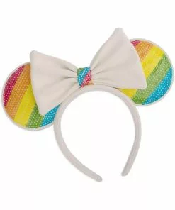Loungefly Disney Minnie Mouse Sequin Rainbow Headband New In