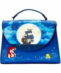 New In Loungefly Disney Little Mermaid Ariel Glow Fireworks Crossbody Bag Blue