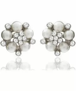 New In Love Vintage Audrey Pearl 50's Earrings Cream