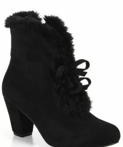 Lulu Hun Tatiana Faux-Fur 40's Booties Black New In