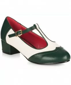 Lulu Hun Georgia 60's Pumps Green Ivory