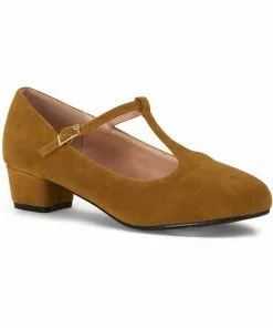 Lulu Hun Chrissie 40's Block Heel Pumps Mustard New In