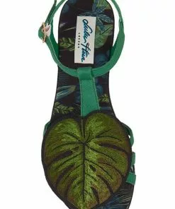 Lulu Hun Lottie Leaf 50's Sandals Green 7 Lulu Hun Lottie Leaf 50's Sandals Green