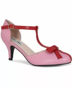 New In Lulu Hun Amber T-Bar 50's Pumps Pink