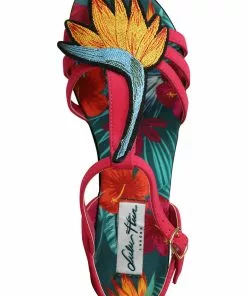 New In Lulu Hun Lottie Bird Of Paradise 50's Sandals Red