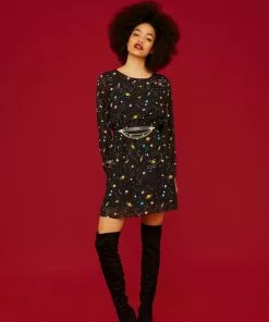 Minueto Tami Galaxi 60's Dress Black New In 9 Minueto Tami Galaxi 60's Dress Black New In