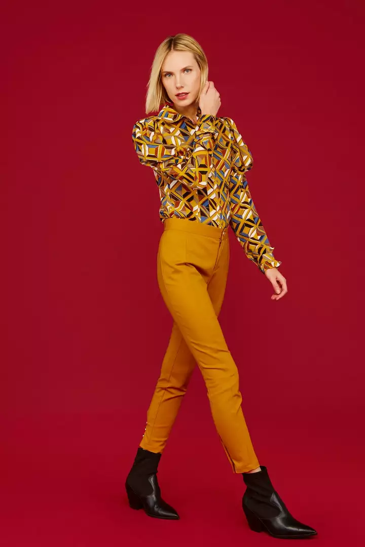 Minueto Greta Geo 60's Blouse Mustard 6 Minueto Greta Geo 60's Blouse Mustard