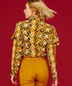 Minueto Greta Geo 60's Blouse Mustard