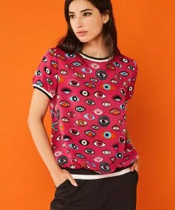 New In Minueto Eyes 70's Top Pink