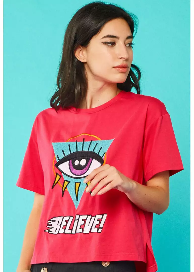 Minueto Eye Believe 80's T-Shirt Pink 3 Minueto Eye Believe 80's T-Shirt Pink