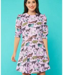 New In Minueto Lilan Cat 80's Dress Purple