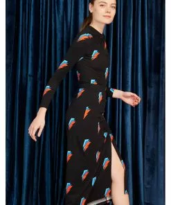 Minueto Ellen Thunderbolt 70's Midi Skirt Black New In