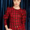 New In Minueto Graham Tartan 70's Top Red