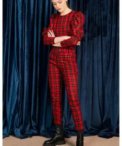 Minueto Graham Tartan 70's Trousers Red