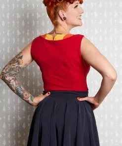 New In Miss Candyfloss Manuela Petal 40's Top Red Yellow Orange