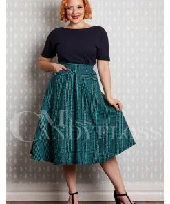 New In Miss Candyfloss Helora 50's Swing Skirt Teal
