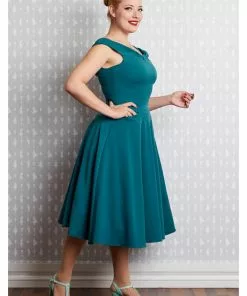 Miss Candyfloss Ida Kat 50's Swing Dress Teal