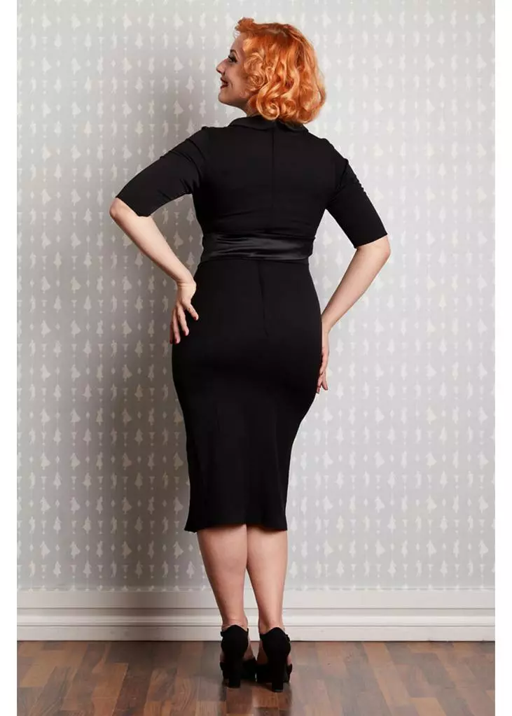 Miss Candyfloss Kitti Lou 50's Pencil Dress Black New In 4 Miss Candyfloss Kitti Lou 50's Pencil Dress Black New In