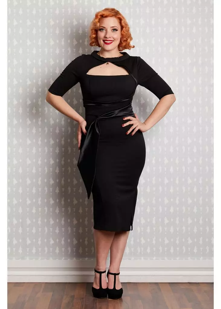 Miss Candyfloss Kitti Lou 50's Pencil Dress Black New In 3 Miss Candyfloss Kitti Lou 50's Pencil Dress Black New In