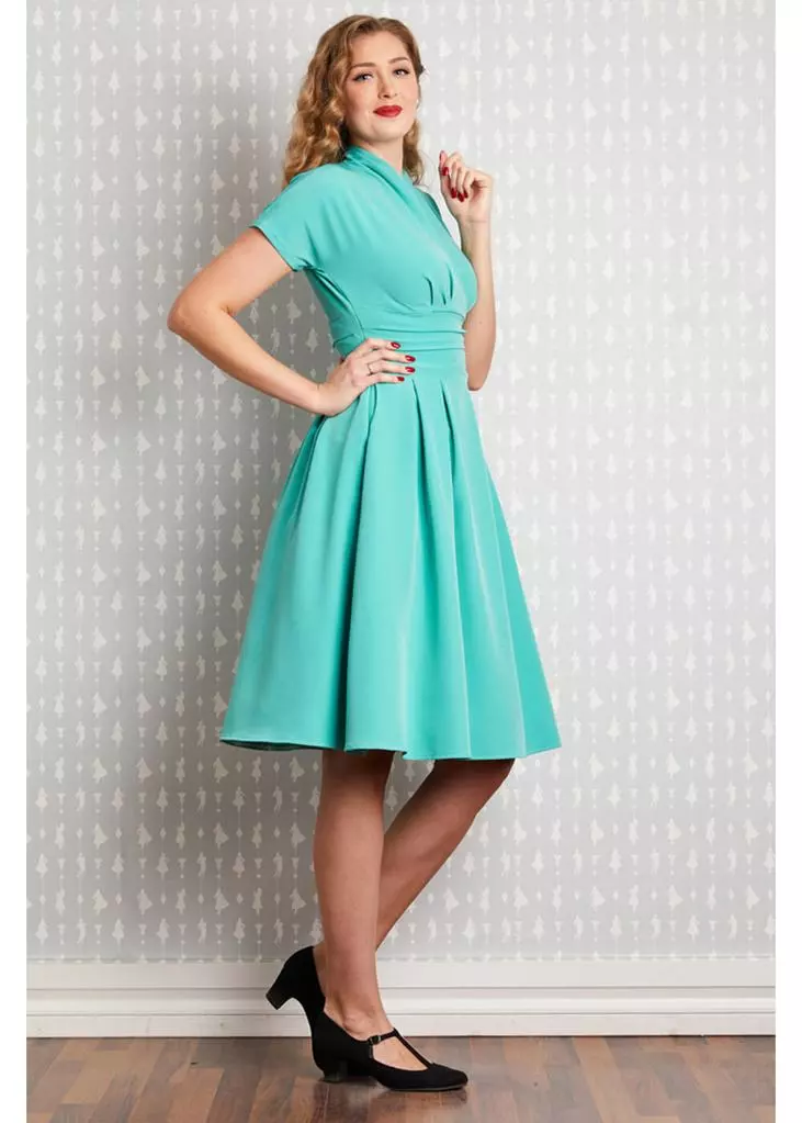 New In Miss Candyfloss Sarita 40's Swing Dress Clear Blue 4 New In Miss Candyfloss Sarita 40's Swing Dress Clear Blue