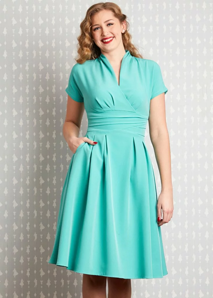 New In Miss Candyfloss Sarita 40's Swing Dress Clear Blue 3 New In Miss Candyfloss Sarita 40's Swing Dress Clear Blue