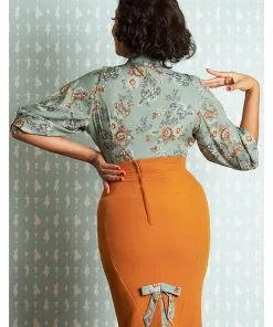 New In Miss Candyfloss Janelle Amber 40's Blouse Rust