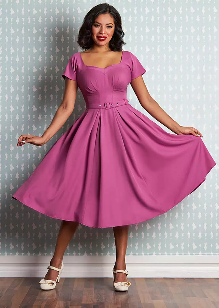 New In Miss Candyfloss Petunia 50's Swing Dress Violet 3 New In Miss Candyfloss Petunia 50's Swing Dress Violet