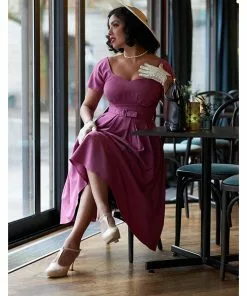 New In Miss Candyfloss Petunia 50's Swing Dress Violet 14 New In Miss Candyfloss Petunia 50's Swing Dress Violet