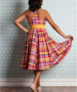Miss Candyfloss Myrtle Tartan 50's Swing Dress Pink 17 Miss Candyfloss Myrtle Tartan 50's Swing Dress Pink