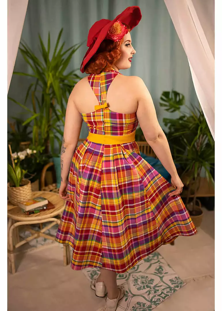 Miss Candyfloss Myrtle Tartan 50's Swing Dress Pink 4 Miss Candyfloss Myrtle Tartan 50's Swing Dress Pink