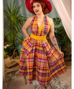 Miss Candyfloss Myrtle Tartan 50's Swing Dress Pink 16 Miss Candyfloss Myrtle Tartan 50's Swing Dress Pink