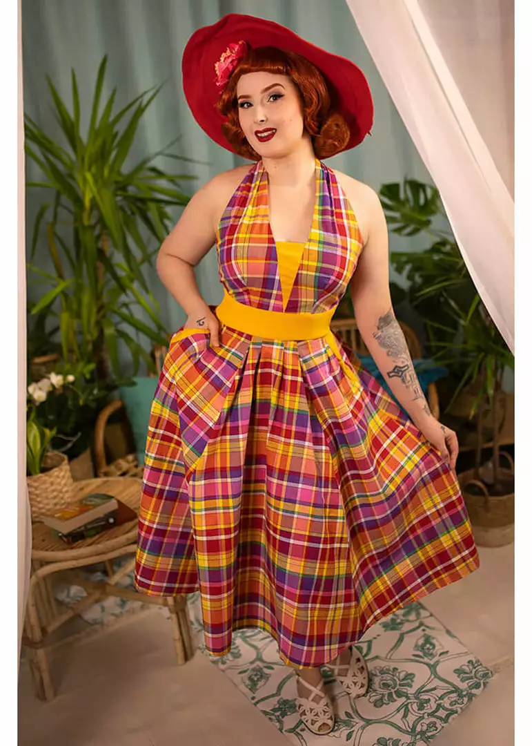 Miss Candyfloss Myrtle Tartan 50's Swing Dress Pink 9 Miss Candyfloss Myrtle Tartan 50's Swing Dress Pink