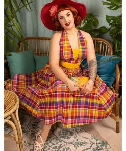 Miss Candyfloss Myrtle Tartan 50's Swing Dress Pink 15 Miss Candyfloss Myrtle Tartan 50's Swing Dress Pink