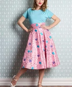 Miss Candyfloss Fleur Floral 50's Swing Skirt Pink 11 Miss Candyfloss Fleur Floral 50's Swing Skirt Pink