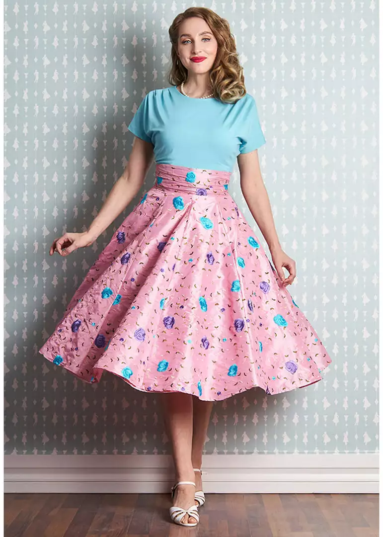 Miss Candyfloss Fleur Floral 50's Swing Skirt Pink 8 Miss Candyfloss Fleur Floral 50's Swing Skirt Pink