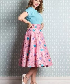 Miss Candyfloss Fleur Floral 50's Swing Skirt Pink 12 Miss Candyfloss Fleur Floral 50's Swing Skirt Pink