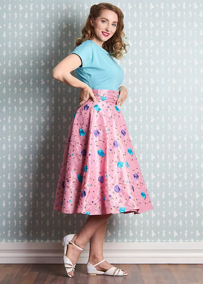 Miss Candyfloss Fleur Floral 50's Swing Skirt Pink 7 Miss Candyfloss Fleur Floral 50's Swing Skirt Pink