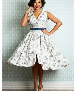 New In Miss Candyfloss Krista Lee 50's Swing Dress Navy