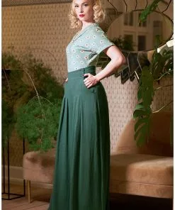 Miss Candyfloss Harper Gia 40's Palazzo Trousers Emerald Green 13 Miss Candyfloss Harper Gia 40's Palazzo Trousers Emerald Green
