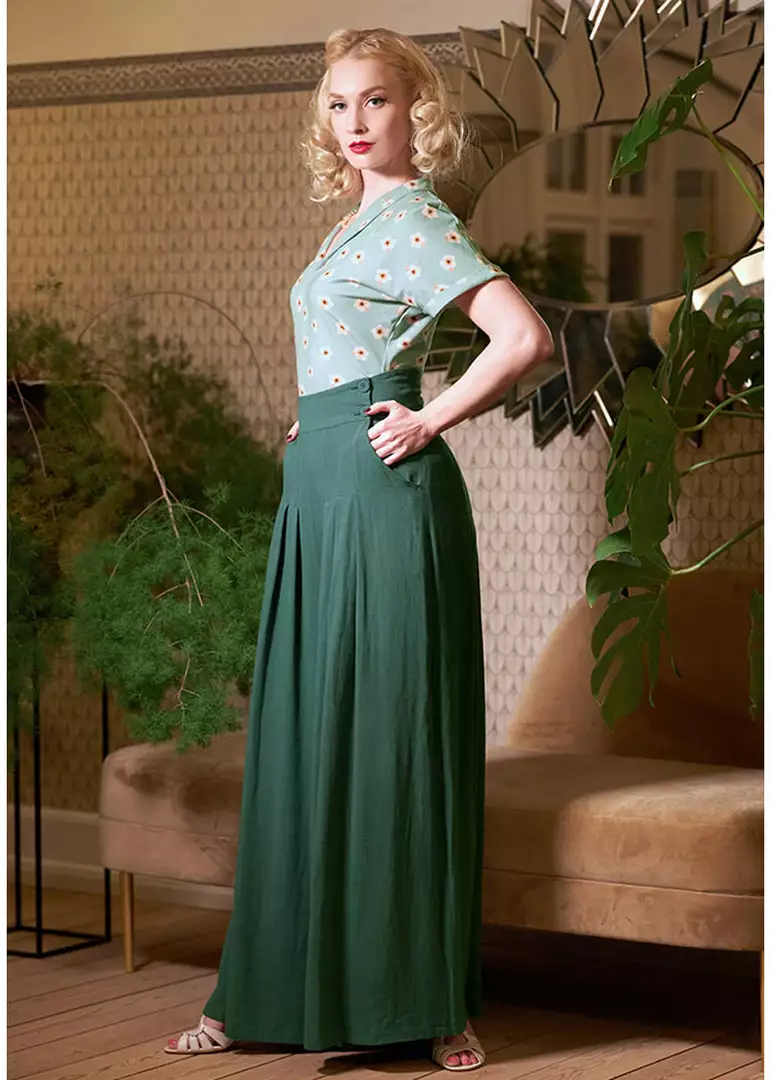 Miss Candyfloss Harper Gia 40's Palazzo Trousers Emerald Green 7 Miss Candyfloss Harper Gia 40's Palazzo Trousers Emerald Green