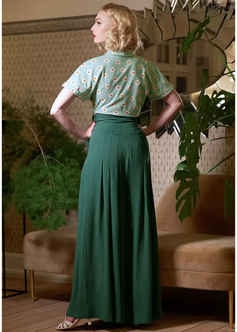 Miss Candyfloss Harper Gia 40's Palazzo Trousers Emerald Green 5 Miss Candyfloss Harper Gia 40's Palazzo Trousers Emerald Green