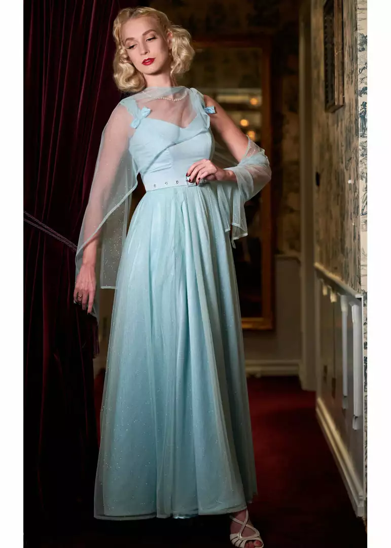 New In Miss Candyfloss Danjela Lee 50's Gown Maxi Dress Celestine Blue 9 New In Miss Candyfloss Danjela Lee 50's Gown Maxi Dress Celestine Blue