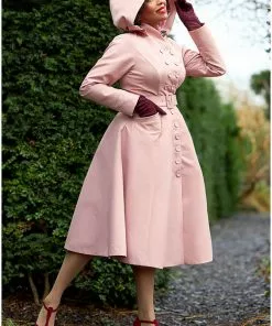 Miss Candyfloss Luelle Helio Water Resistant 50's Trenchcoat Old Rose