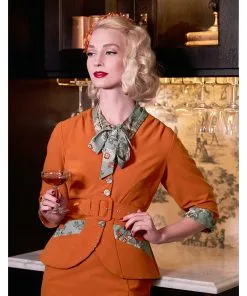 Miss Candyfloss Bonny Fire 40's Blazer Jacket Rust